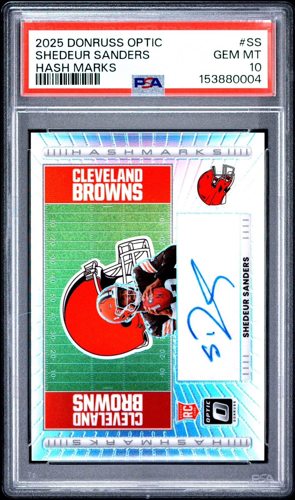 2024 Panini Donruss Optic Shedeur Sanders Hash Marks Rookie Auto #SS PSA 10
