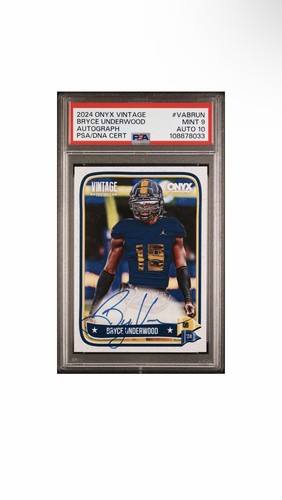 PSA 9/10 - 2024 Onyx Vintage BRYCE UNDERWOOD On Card AUTO Michigan
