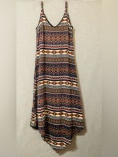 Blossom & clover Striped Tribal Maxi Slip Dress - Multicolor Sz M