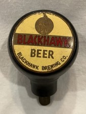 Vintage Blackhawk Brewery Beer Knob Tap Handle Black Indian Davenport IA RARE! 