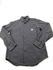 Carhartt Relaxed Fit Shirt Mens Medium Gray Button Down Workwear Utility Pockets
