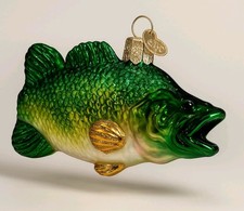 Old World Christmas Green Bass Fish Ornament Blown Glass OWC 2020 4"