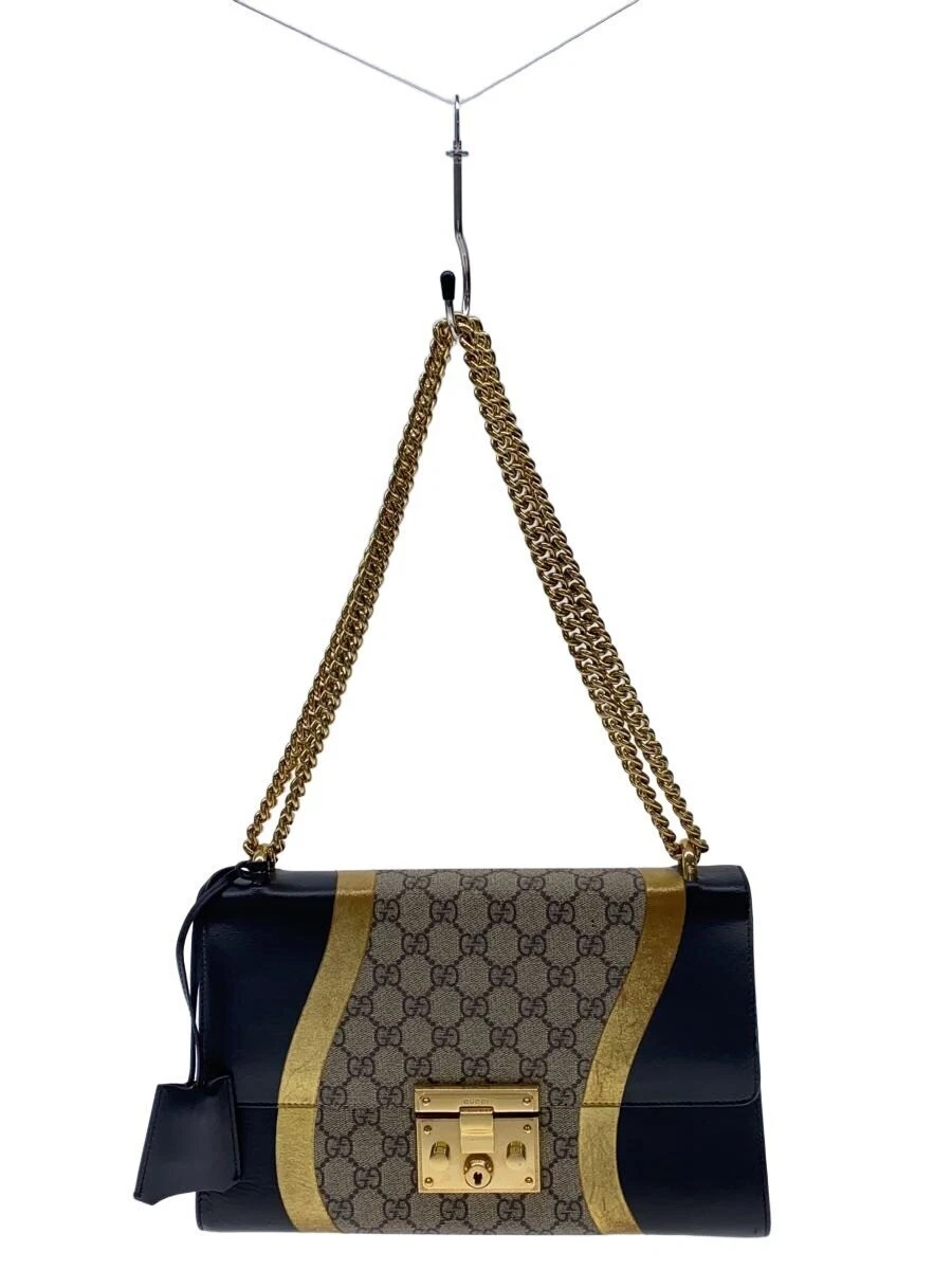 GUCCI shoulder bag GG canvas padlock chain beige all over pattern 432679 498075