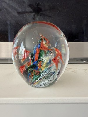 Avita Inc. Hand Crafted Crystal Collection Art Glass Angel Fish 4  Paperweight