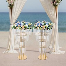 2PCS Flower Stand With Pendants 4-Tier Elegant Flower Stand for Party Weddings