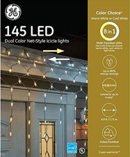 GE 145Count MultiFunction Color Changing Mini LED Christmas Icicle Lights 8.5FT