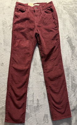 Levi's Corduroy Pants Womens 28x32 Burgundy 724 High Rise Slim Straight Stretch