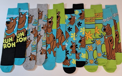 Scooby Doo Socks Men's Casual Crew Socks 6 Pairs Mens Size 8-12 Bioworld NEW
