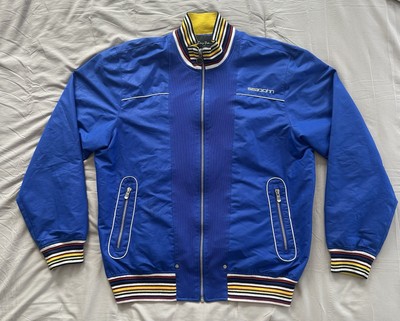 Sean John Men s Bomber Jacket XL Blue Mesh G-III Apparel SI Logo Stripped Collar