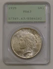 1925 - Silver Peace Dollar - PCGS MS 63 OGH