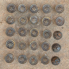 25 Antique Round Floral Cabinet Knobs Metal Single Hole As Is
