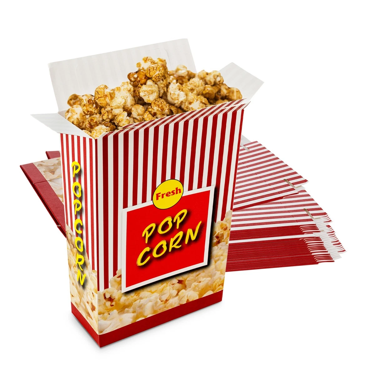 20 Sacchetti Per Popcorn In Carta A Strisce Rosse E Bianche, Contenitori Per Snack E Caramelle, Secchielli Per Cinema, Feste A Tema E Serate Film - 2