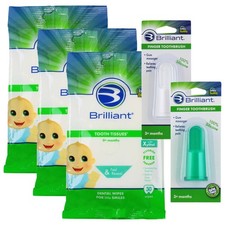 Brilliant Bundle of 90 Baby Tooth Tissues and 2 Baby Finger Toothbrushes Toddler