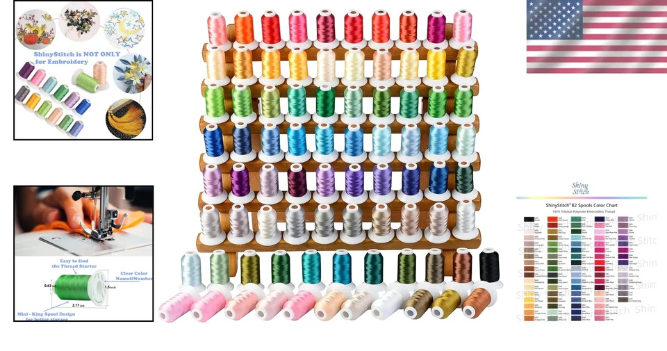 Assorted 82 Colors Embroidery Thread Kit - Universal Machine Compatibility - Image 2 of 4