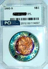 1882-S Gem BU PL Proof-like  Morgan Dollar Glowing Rainbow Color Toned