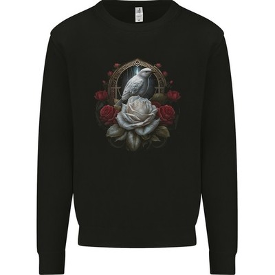 Ein Vogel Und Rose Vor Einem Gotischen Spiegel Kinder Sweatshirt Pullover