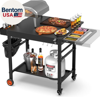 Grill Table for Oon Pizza Oven Accessories, Ninja Pizza Oven Table with Extendab