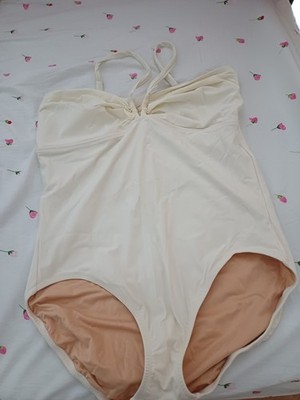 Landsend Badeanzug, weiß-elfenbein, Gr. 48, UK 18, wie neu, voll gefüttert