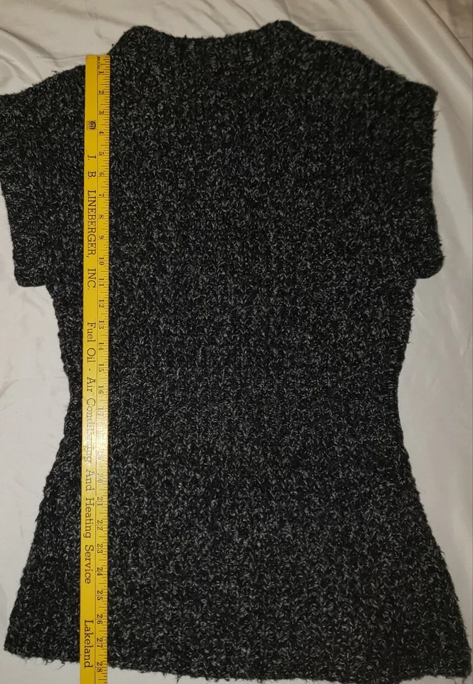 Kenneth Cole женщин M коренастый трикотажа кнопка спереди свитер жилет черный/белый - Изображение 2 из 4