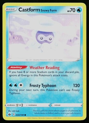 CASTFORM SNOWY FORM 034/198 COMMON CHILLING REIGN POKEMON NM