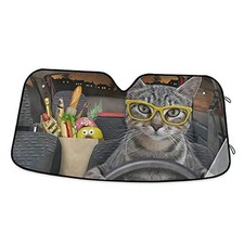 Car Windshield Sunshade Reflective Blocks Sun Visor Protector Funny Driver Cat