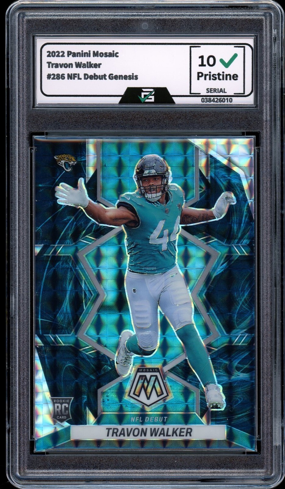 2022 Panini Mosaic #286 Travon Walker GRADED 10 Gem Mint ROOKIE CARD RC GENESIS