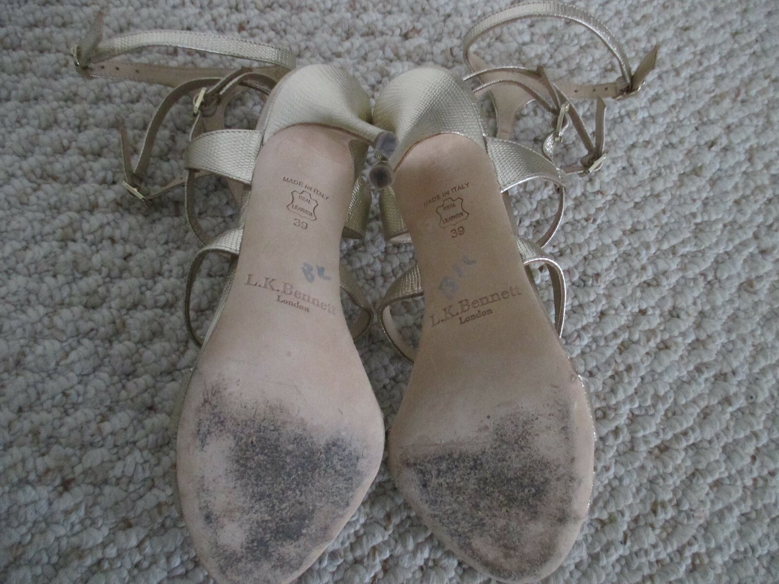 L.K. Bennett Angie Gladiator Strappy Heels Size 39  Light Gold image 8