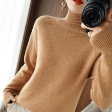 Turtleneck Cashmere Sweater Women Jumpers Long Sleeve Thick Pullover