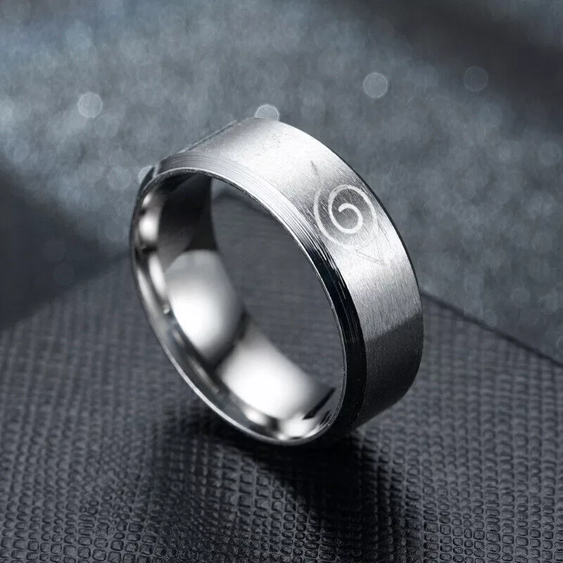 Anime Naruto Rings Black Men s Rings Stainless Steel Rings Glod