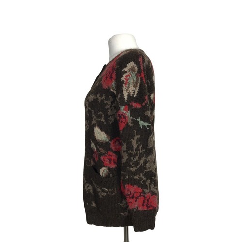 Cardigan da donna di lana alpaca vintage come nuovo marrone rosso caldo morbido - Foto 2 di 14