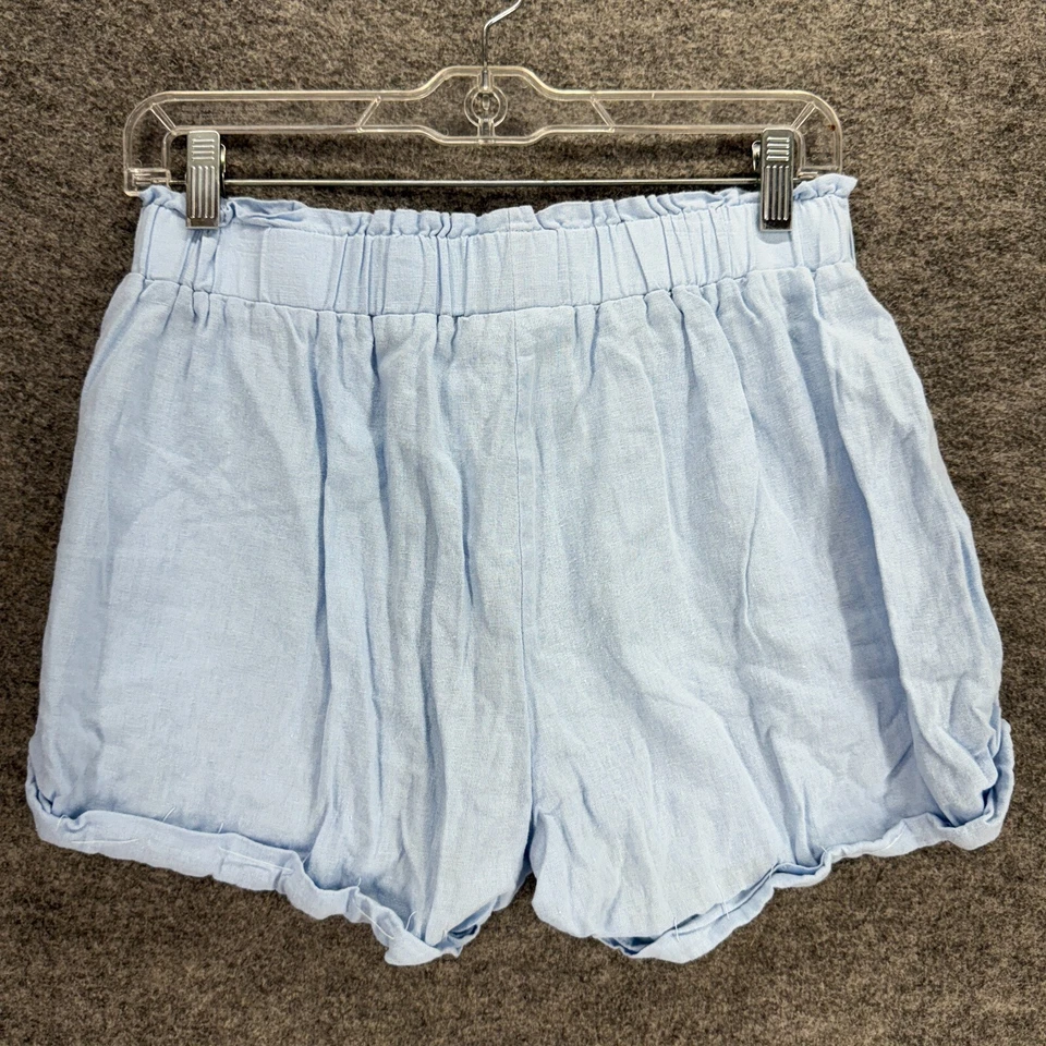 Pantalones Cortos Charlotte Russe Mujer M Medianos Azul Cordón Chino Bolsillos con Puños Foto 2 de 4