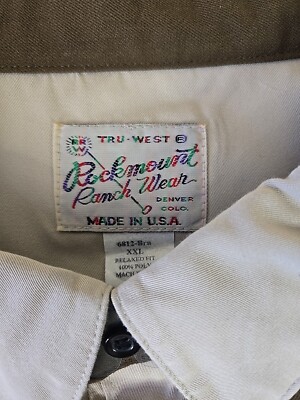 Vintage Tru-West Rockmount Ranch Wear Mens XXL Brown Pearl Snap