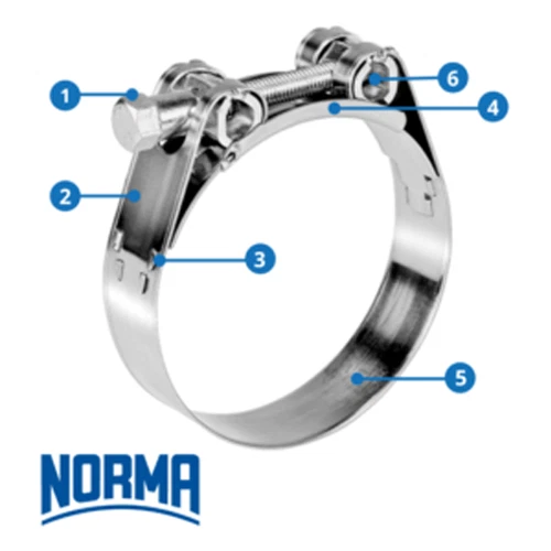 NORMA GBS Heavy Duty T Bolt Hose Clamp - W2 Stainless Steel Band - image 2 of 4