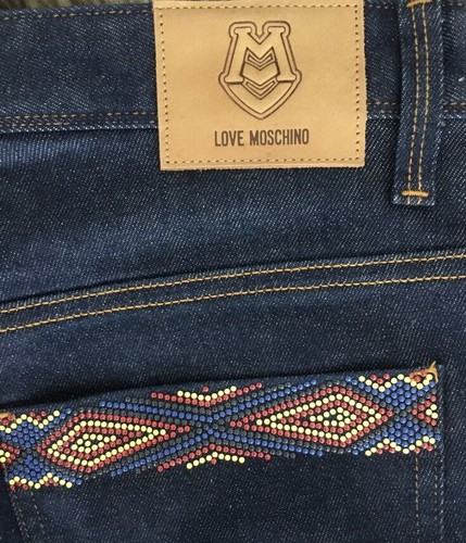 Love Moschino Indigo Blue Slim Fit Aztec Studded Jeans - Picture 9 of 10