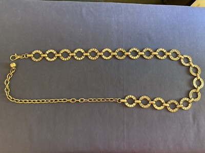 Women’s Gold Tone O Ring With Rhinestones Chain Belt End To End 43”