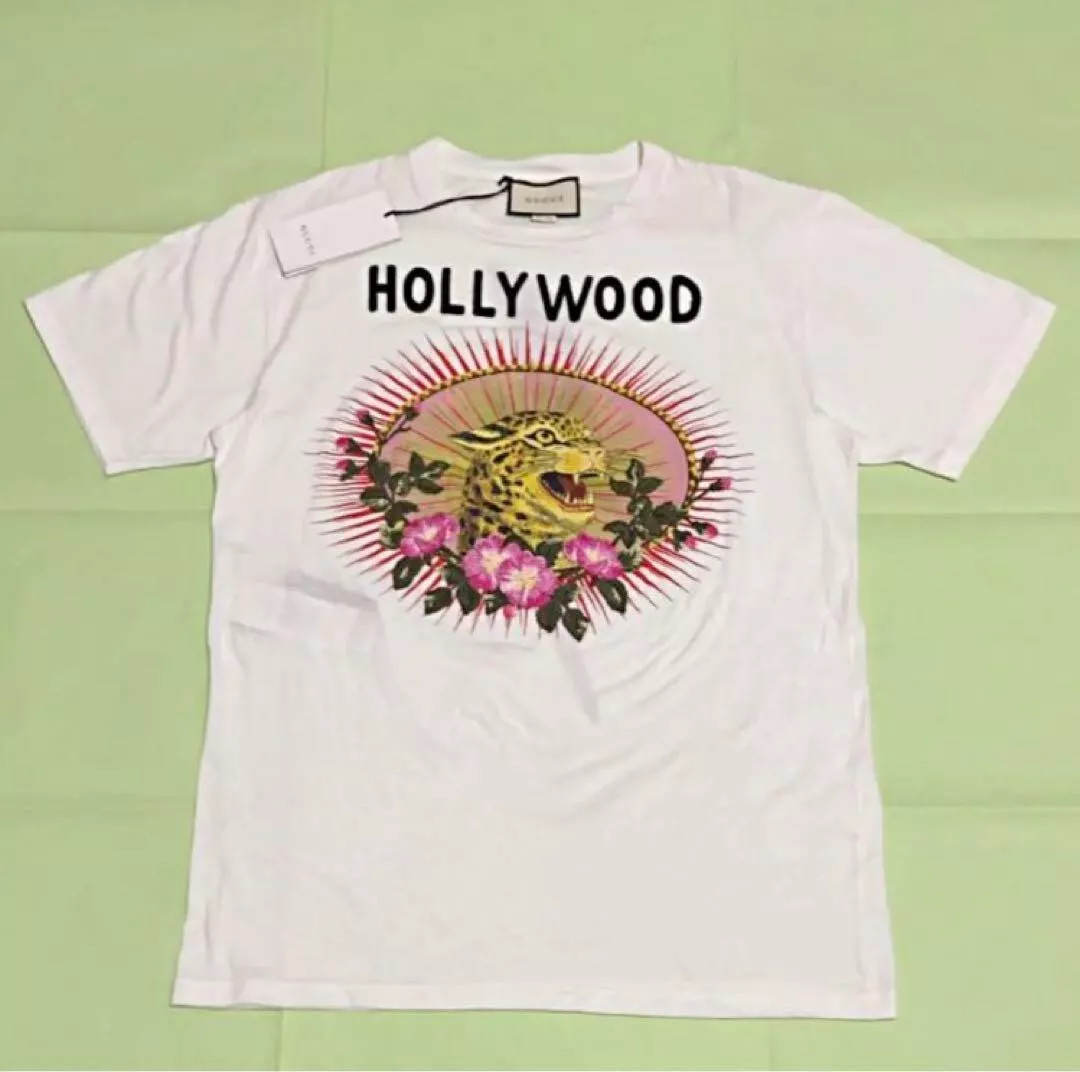 GUCCI Tiger Floral T-Shirt Tops Men Size XL Embroidery White From Japan New