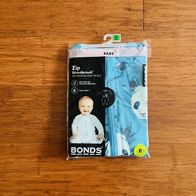 Bonds Baby Blue Panda Bamboo Long Sleeve Zip Wondersuit Size 000 BNIP