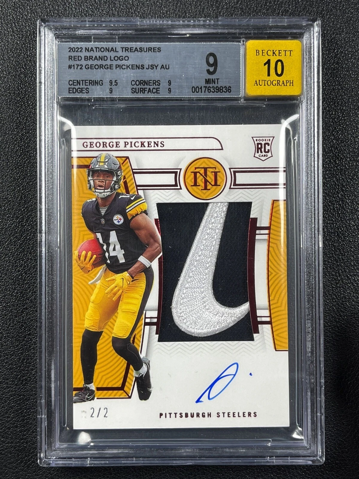 George Pickens Panini National Treasures Crossover Rookie Patch Autograph #GP Brand Logo