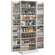 Kitchen Cabinet with 8-tier Shelves and 16 Spice Racks