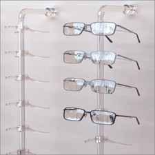 Optical Display - Acrylic Wall Mount Eyewear Display Rod with 10 Regular Y-clips