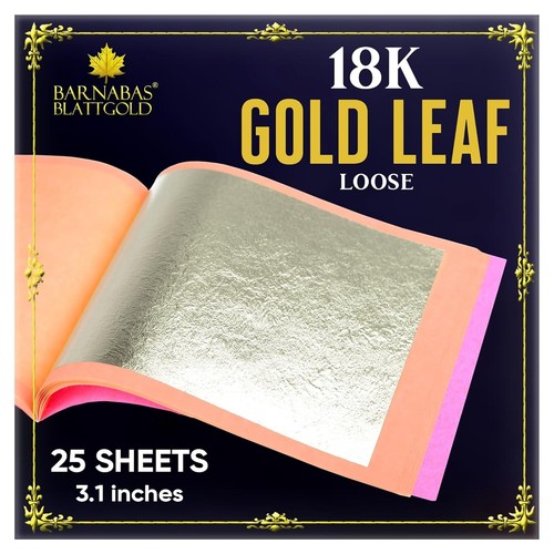 Barnabas Blattgold - echtes 18K Blattgold lose Blätter - 3,1 cm, 25 Blatt