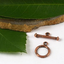 40pcs antiqued copper round toggle clasps H2193