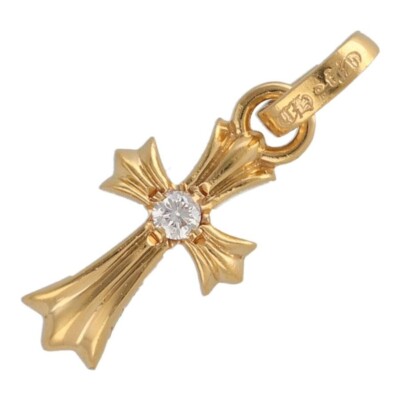 Chrome Hearts Baby Fat Cross Charm 22k Diamond Pendant Gold Chrome Hearts Baby Fat Cross Charm 22k Diamond Pendant Gold