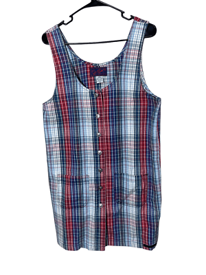 Vintage No Excuses 90s Y2K Jumper Dress Size L Red Blue Plaid | eBay