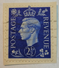 Postage Revenue ~ King George VI ~ Blue 2½D Stamp ~ Posted/Used ~ c.1940's ~ A01