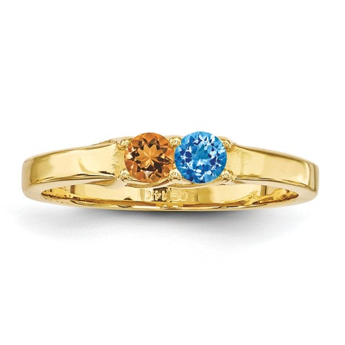 14K Solid Gold Mother's Heart Ring 2 to 6 Birthstones Family Ring, Moms jewelry - Picture 3 of 22