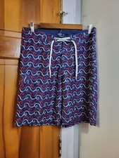 Old Navy Men's Board Shorts Blue, Red.  Wht Waves Sz M