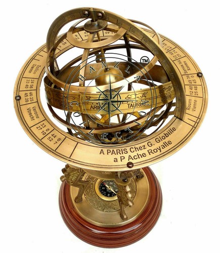 18 Zoll nautische Messingkugel graviert Armillar Antik Vintage Astrolabium Kompass - Bild 3 von 6