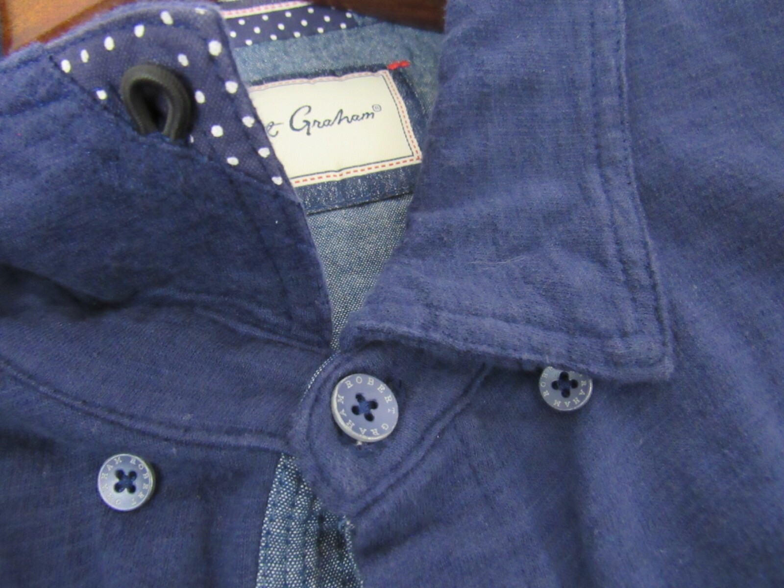 Robert Graham Blue Solid Cotton Pattern Chest Poc… - image 3