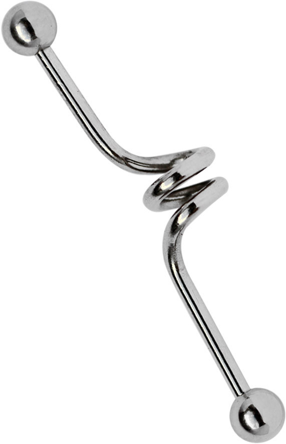 Industrial Ear Piercing Helix Barbell Dumbbell with Spiral 1.6mm + 39mm Long